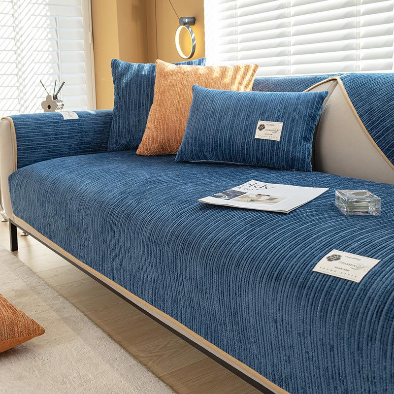 Hoogwaardige Vier Seizoenen Universele Bankhanddoek Voor Woonkamer Effen Kleur Chenille Bankovertrek Antislip Modulaire Bankhoes 70x150cm 1pcs