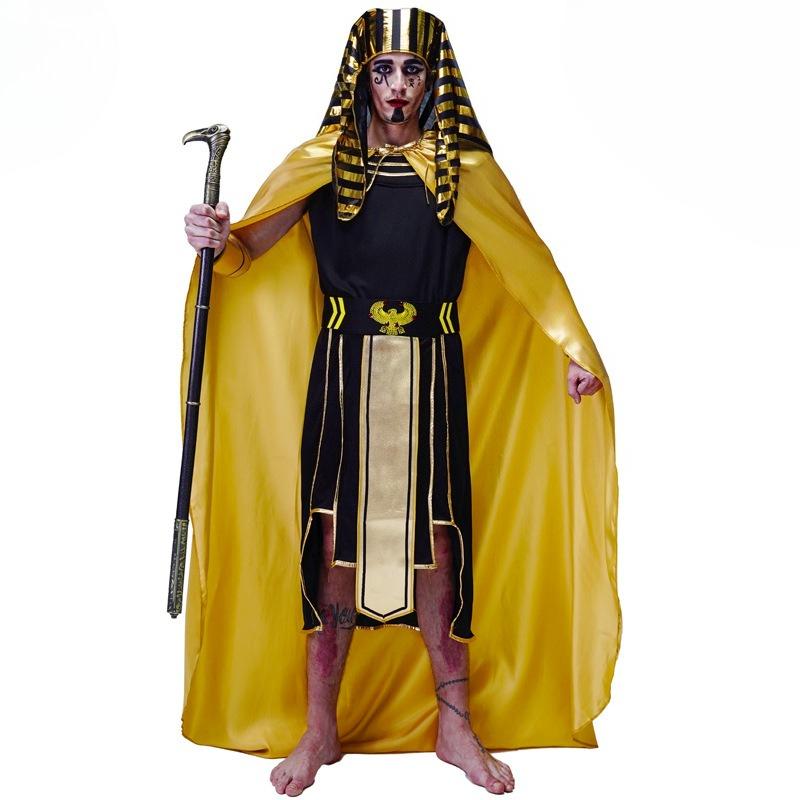 Adult Male Ancient Egyptian Pharaoh Cosplay Outfit Halloween Stage Performance Costume