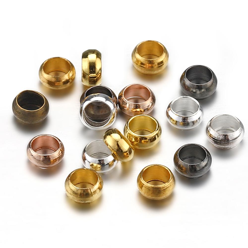 500 Stück Gold Silber Farbe Quetschperlen Kupfer Kugelstopper Abstandshalter Endkappen für Armband Halskette DIY Schmuckherstellung Zubehör
