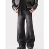 American Micro-washed Old Jeans Men's Loose Straight Spring and Autumn Trend Black Casual Wide-leg Pants