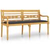 Vidaxl Ławka Batavia Z Antracytowy Poduszką,150 Cm, Lite Drewno Tekowe