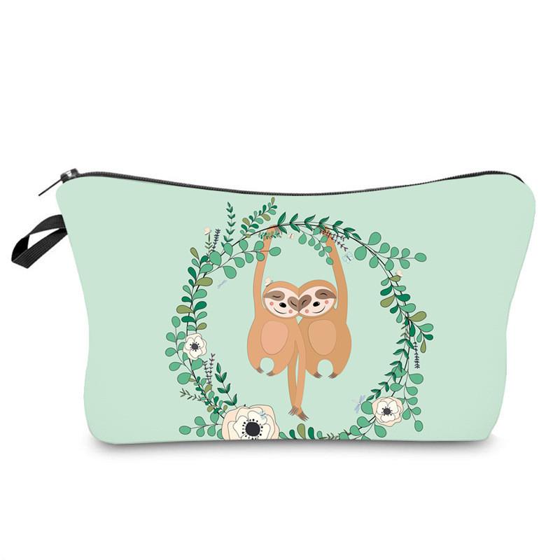 Stylish European And American Sloth Pattern Makeup Bag Ladies Handbag For Travel