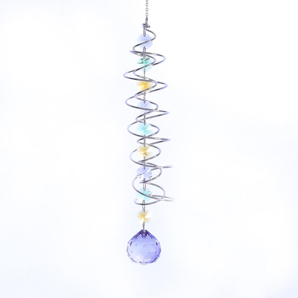 Cross-Border 3D Gazing Ball Spiral Wind Chime with Water Drop Love Crystal Sun Catcher Rainbow Decoration