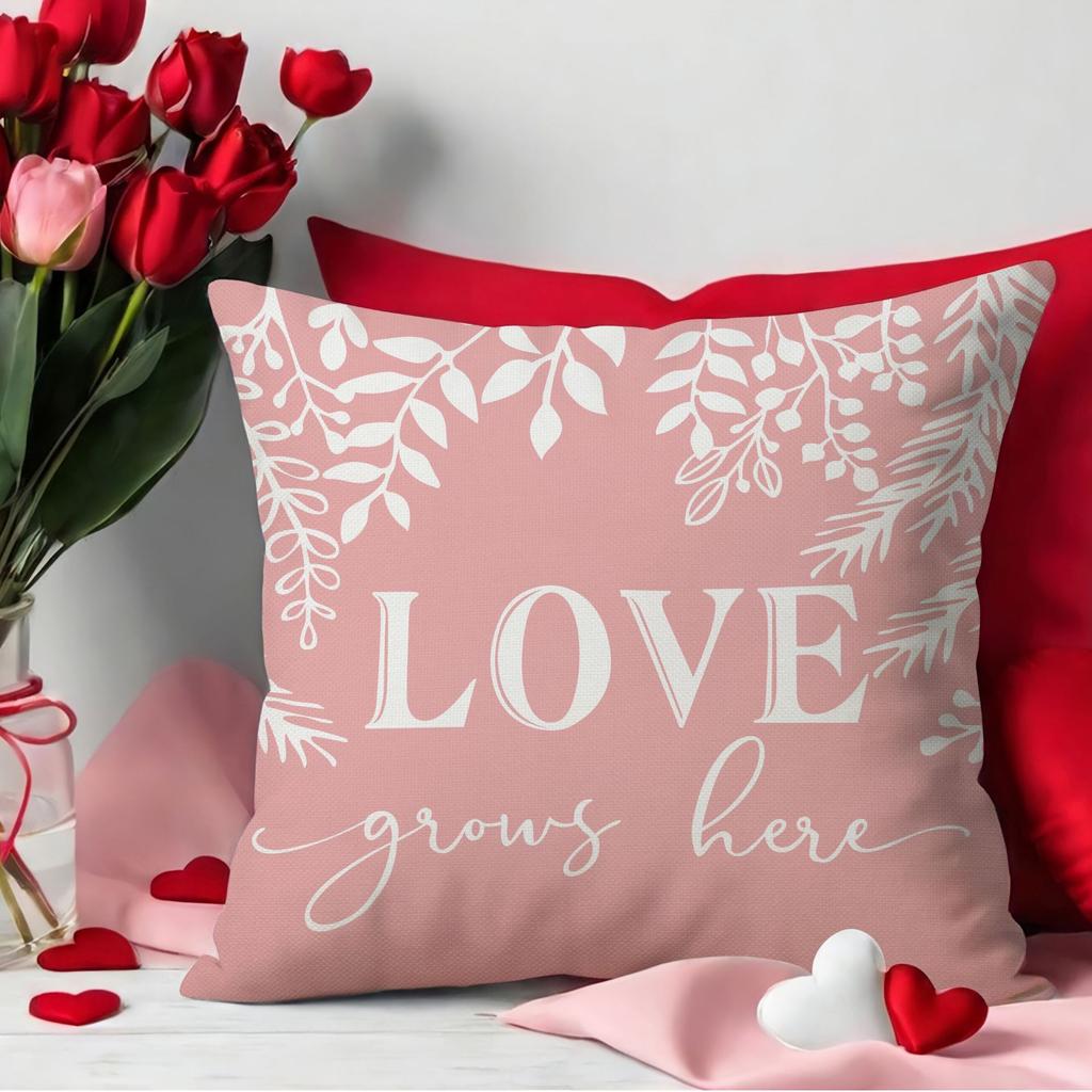 Valentine's Day Pillow Case Love Printed Linen Material Valentine's Day Sofa Decoration Pillow
