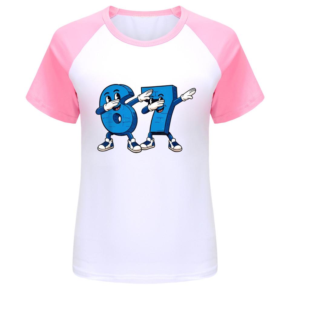 5226 Dětské Chlapecké Dívčí Ukrást Mozkovou Hnilobu 67 Šest Sedm Potisk Raglánové Krátké Rukávy Tričko