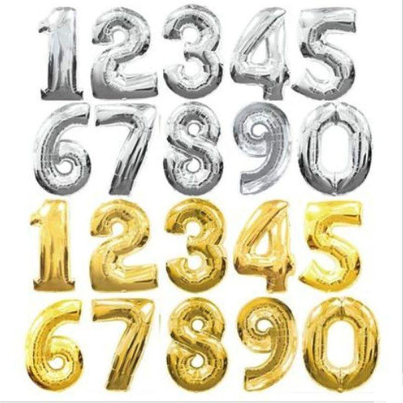 Elegant 40 Inch Gold And Silver Number Foil Balloons For Kids Birthday Parties