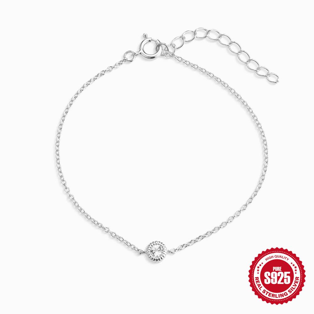 

S925 Sterling Silver Fashion Minimalist Four-Claw Diamond Classic Basic Bracelet Bracelet Source 925 Silver платиновый