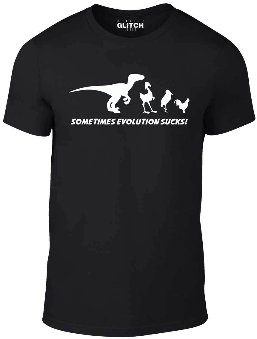Evolution Sucks T Shirt Mens Womens Tees Top - Funny T-Shirt Mens Womens Tees Top Darwin Theory retro Dinosaur birds comic 4XL