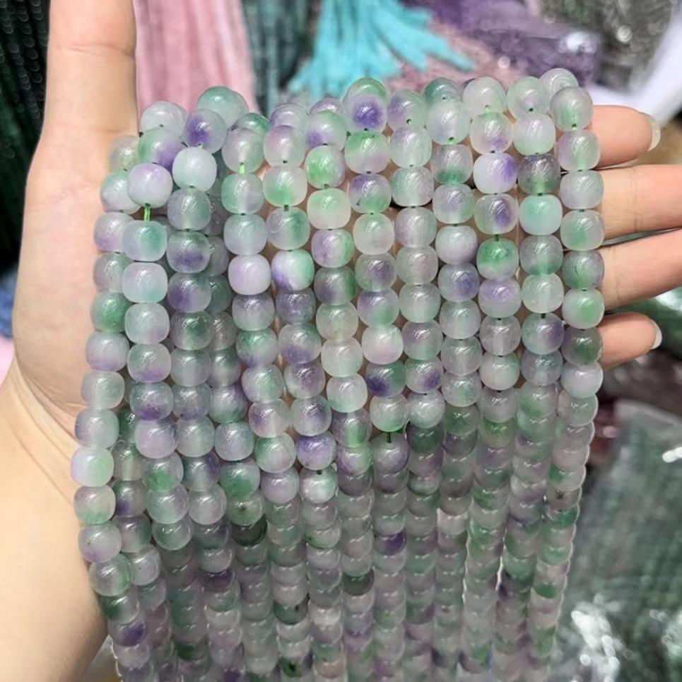 9x10 Natural Chalcedony Beads: Multicolor Morganite, Tourmaline, Amazonite Barrel Beads for DIY Jewelry