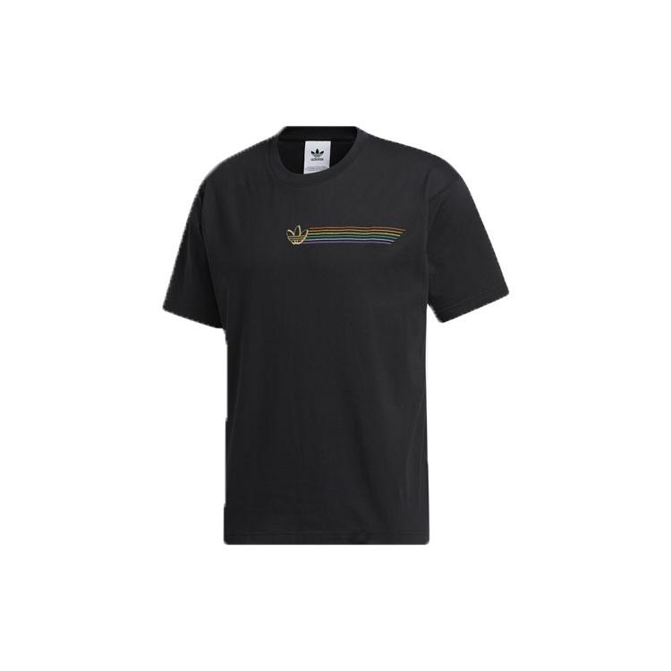 adidas originals Pride Linear Tee Multi-Color Short Sleeve Black Men s GK8521 M