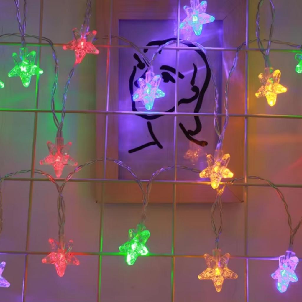 Eid Mubarak LED String Lights Ramadan Bubble Star Hanging Decorative Lamp Battery Powered for Home Garden Party Decor