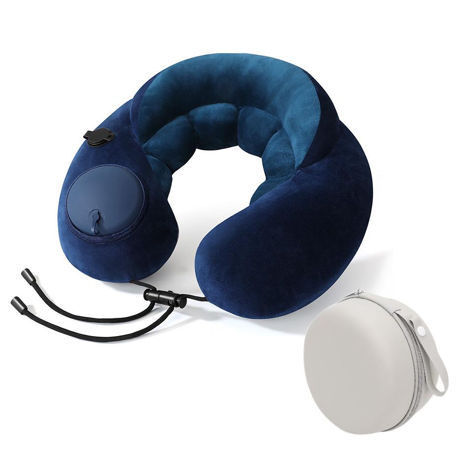Foldable U-Shaped Neck Pillow: Portable, Press-Type Inflatable Support for Travel, Car, Office, and Outdoor Use