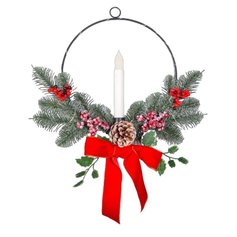 Elegant Christmas Wreath Hanging Decoration for Home Offices, Easy Installation,Illuminated Wreath Christmas Accessories