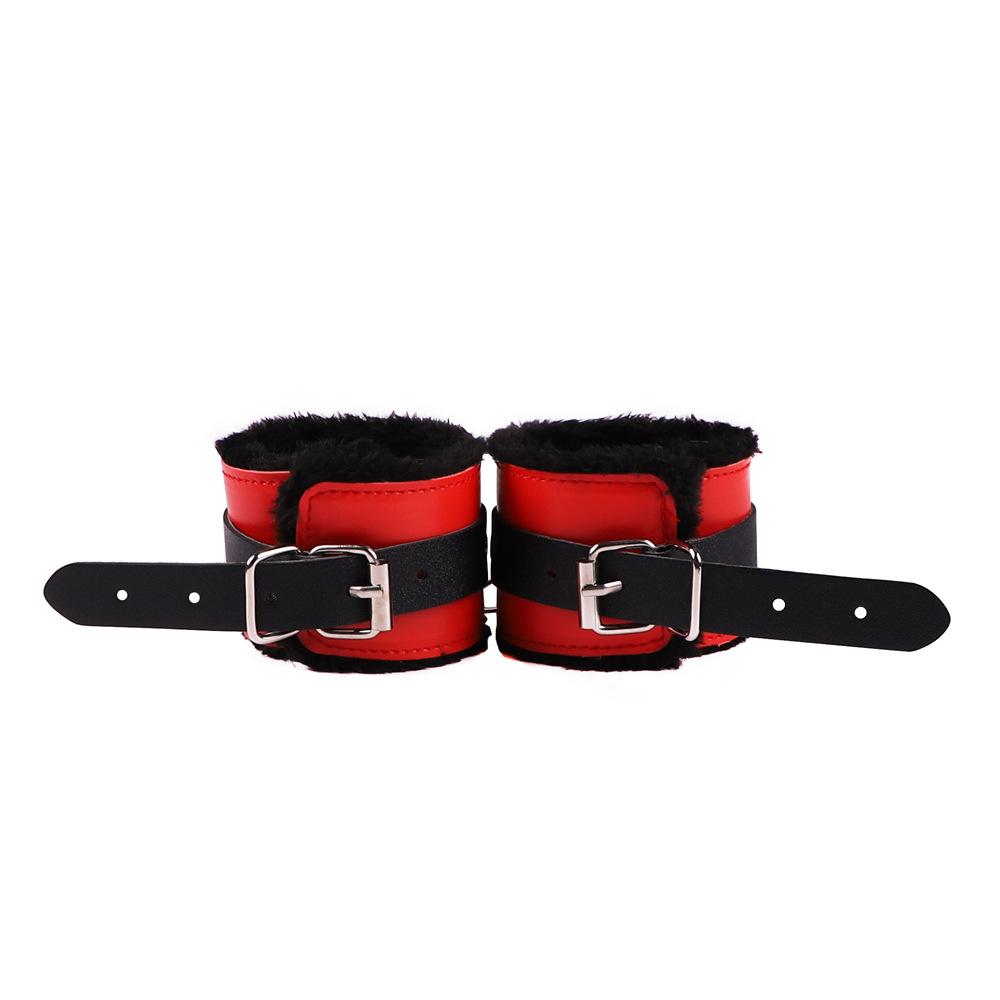 Erotic Bdsm Set Sexy Leather Plush Sex Bondage Kit of Handcuffs Feather Blindfold Flirt Exotic Accessories for Couples Sex