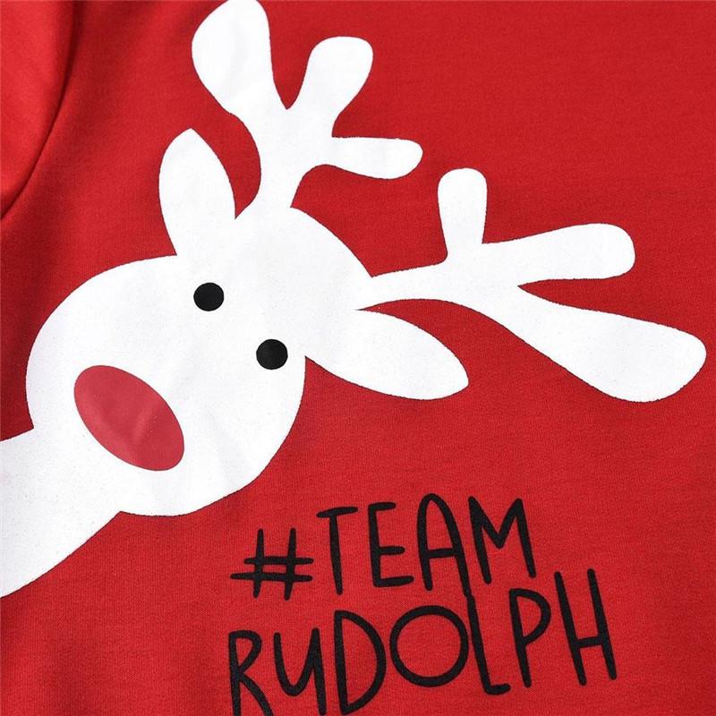 Christmas Fawn Red Round Neck Long Sleeve Sweatshirt Family Pack