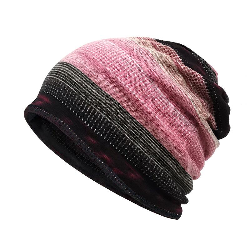 Autumn and Winter Striped Toe Cap Pile Cap for Men and Women, Windproof and Warm, Brimless Cap for Outdoor Use