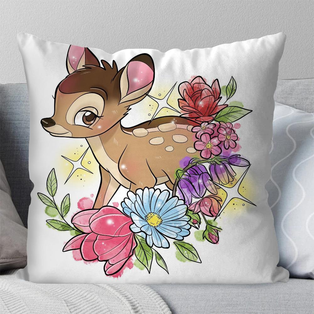 Animated B-Bambi Fairy Tale Pillow Case Square Pillow Bedroom Sofa Leisure Comfort Cushion Car Living Room Home Decoration 40X40