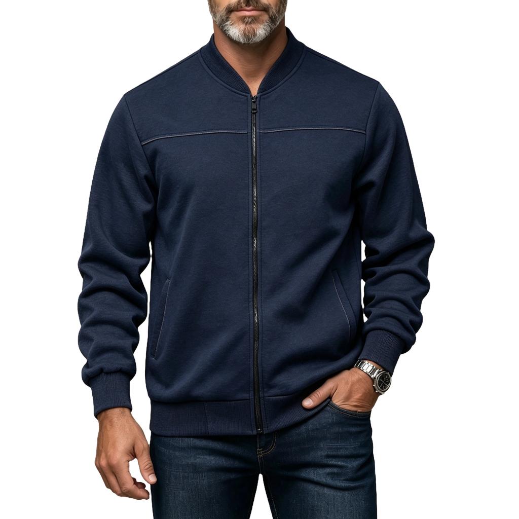 Men's -Lined Zip-Up Jacket Casual Cardigan Color Long Sleeve