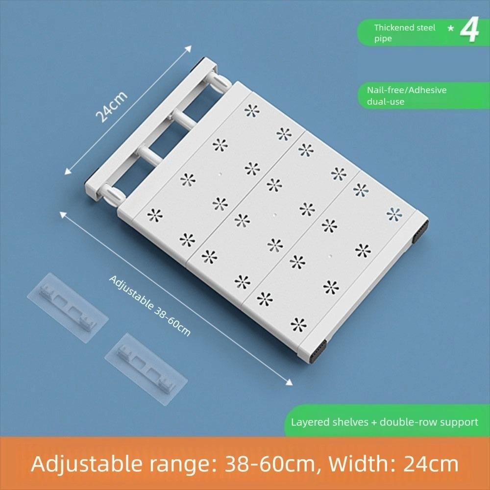 

New Punch-free Expandable Divider Tension Rod Adjustable Retractable Layers Board DIY Storage Rack Kitchen
