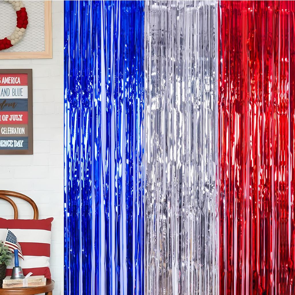 2 Pack Rainbow Foil Fringe Curtains Rainbow Party Decorations 3.3x6.6ft Tinsel Metallic Streamers Holiday Photo Booth  for Party
