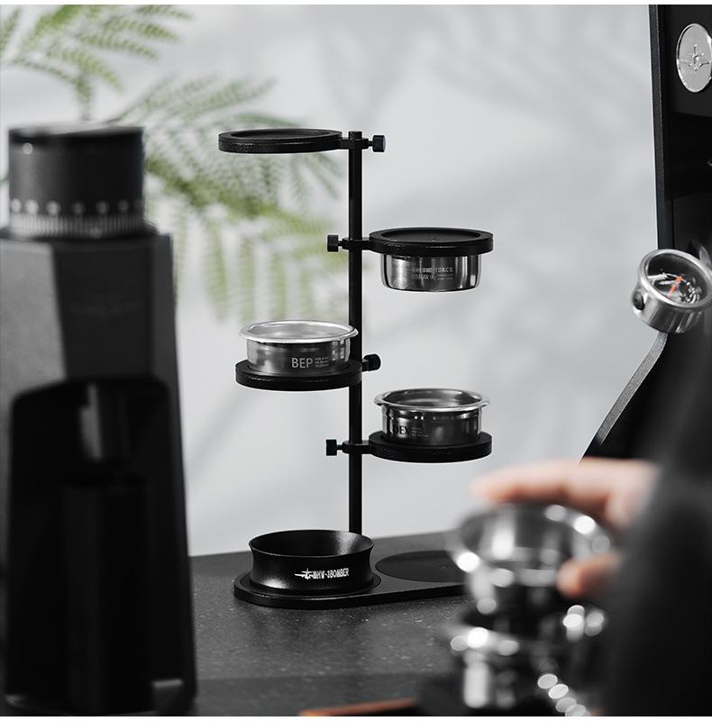 MHW Magnetic Bar Storage Rack with Pink Bowl, Coffee Machine Utensil Shelf, Tamping Cloth & Distributor