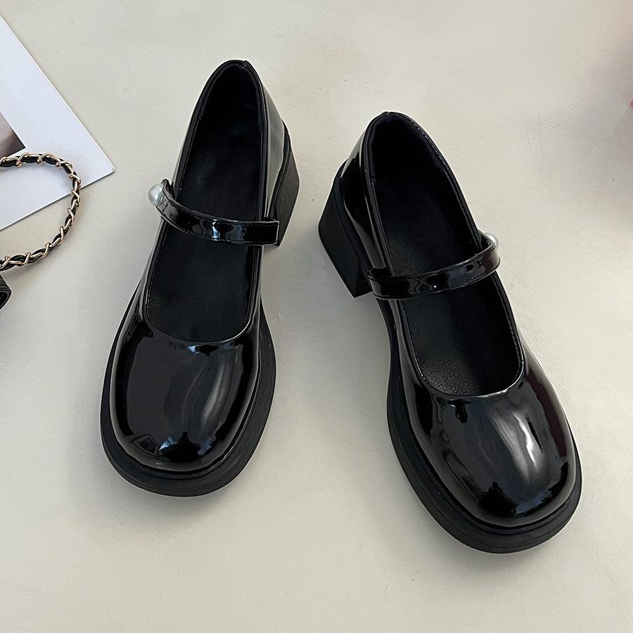 Купить Женские кожаные туфли в стиле ретро с круглым носком и ...