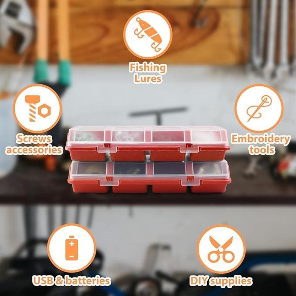 Screw Organizer Storage Bins, Stackable Bins With Lids, Divider Compartment Containers For Garage/Craft Tool Organizing, Tool Cart Cabinet Workbench
