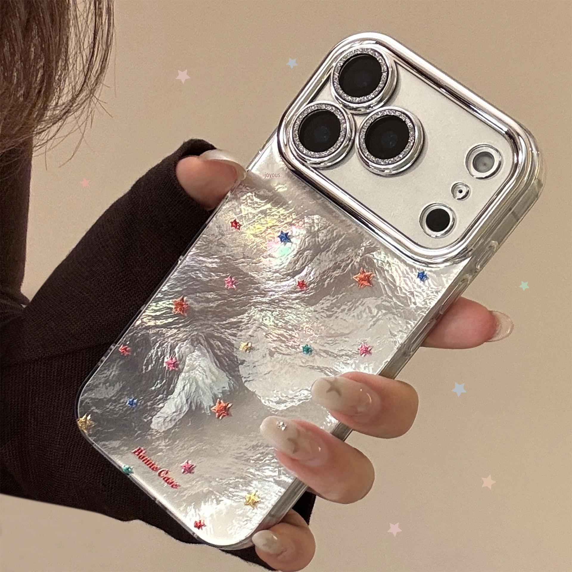 Glitter Star Phone Case for iPhone 13/15/16 with Apple 17 Pro Max Lens Protector 17 Air