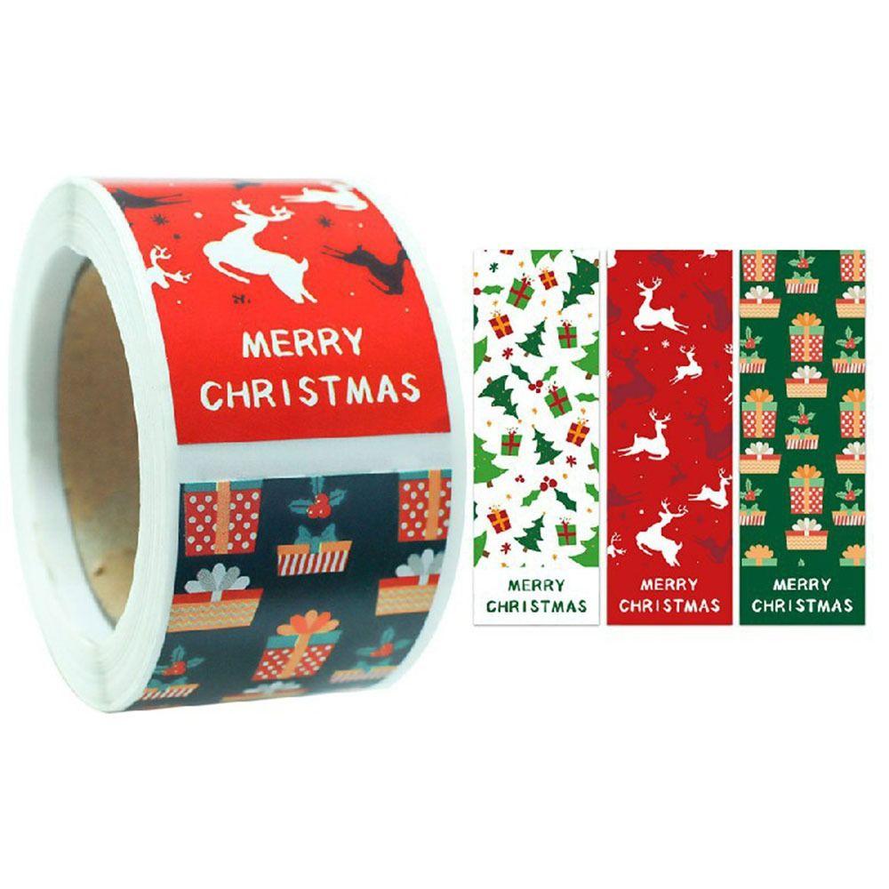 Year Gift Box Wrapping Merry Christmas Stickers Greeting Tags Sealing Labels Santa Claus Snowman