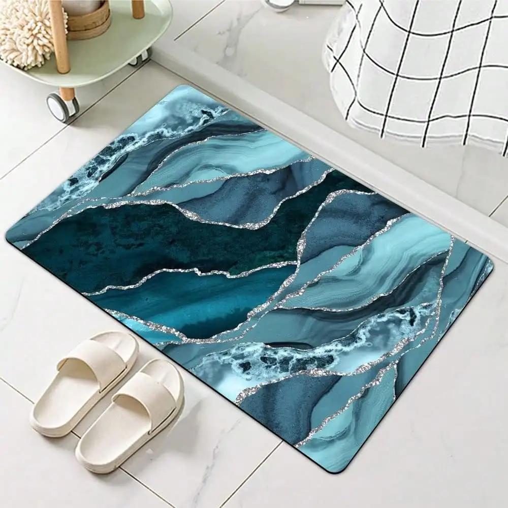 Marble Gold Vein Foil Modern Luxury Carpet Mat Rug Non Slip Easy Clean Home Decor for Bathroom Bedroom Entryway Door