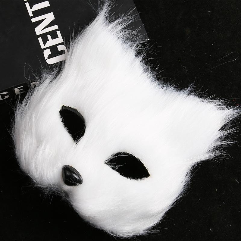Furry Fox Shape Face Mask Animal Cat Hair Halloween Cosplay Carnival Party Mask Masquerade Props Head Cover Sexy Imitation Toys