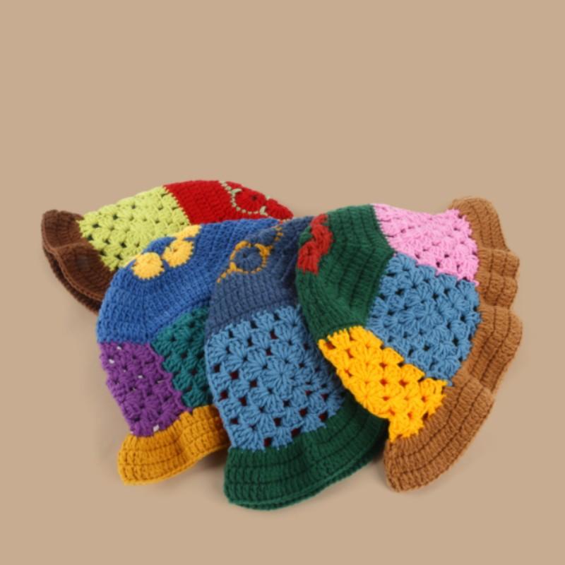 Neue Fischerhüte für Damen und Herren, handgestrickte gestreifte Pullovermützen, modische und vielseitige Wollmützen für Damen