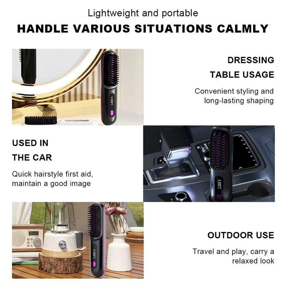 Cordless Hair Straightener Comb Anti-Scald Electric Heated Hair Comb  Hair Styling Tool