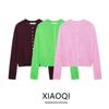 Fashion Style 2024 Autumn New Women's Clothing Silm Minimalist Long Sleeve O-neck Short Knitting Outwear 2756104