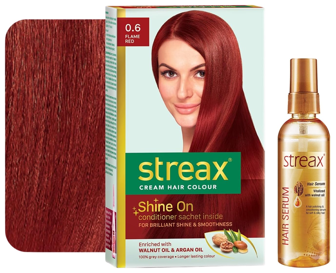 

Streax Hair Serum for Women & Men | Contains Walnut Oil Permanent Hair Colour, 100% Grey coverage, Infused with Argan and Walnut Oil, 0.6 Flame R