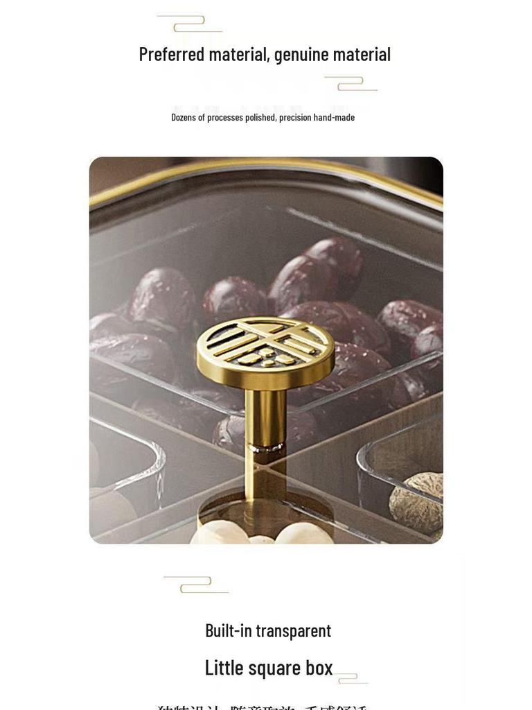 Retro Chinese-Style Wood-Inspired Dry Fruit Storage Box with Lid for Living Room Coffee Table
