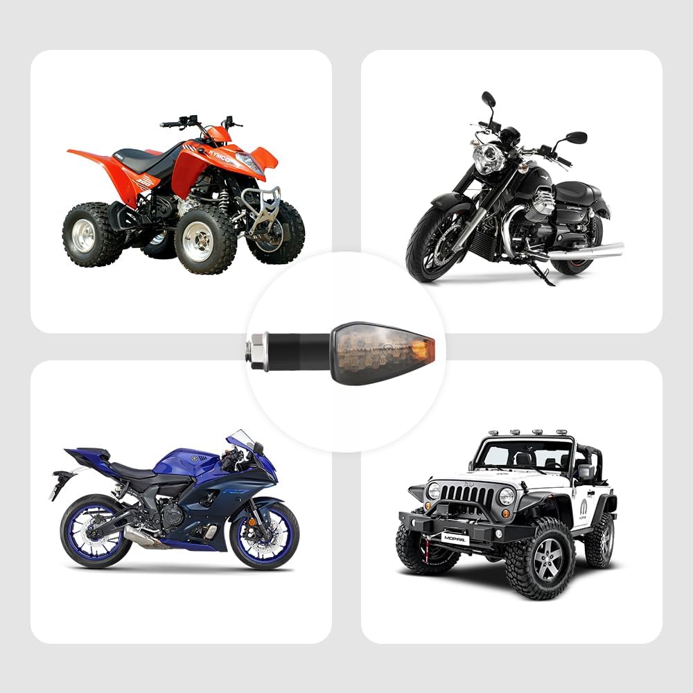 4PCS Motorcycle Turn Signals,14LED Front+Rear Motorcycle Blinkers With Cool Amber Lamp,12V Motorcycle Turn Signal Light Compatible With Yamaha