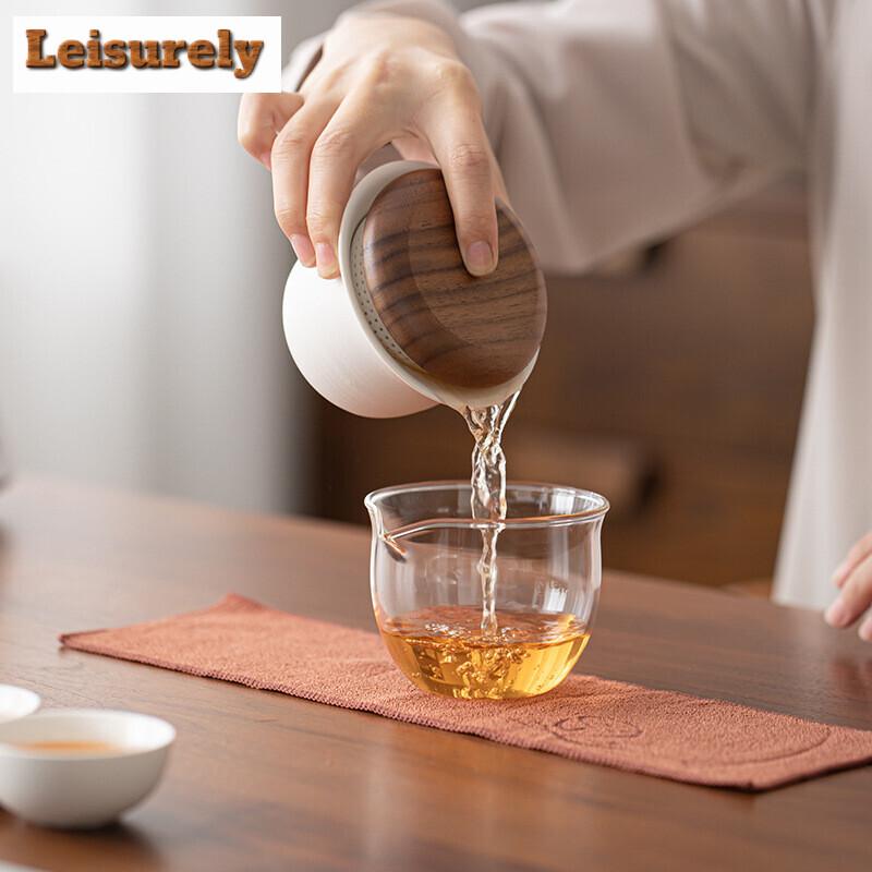 Creative Flying Saucer Travel Tea Set Kit Japanese 1 Pot 3 Cups Tea Maker Picnic Camping Portable Tote Bag Accessories Gift