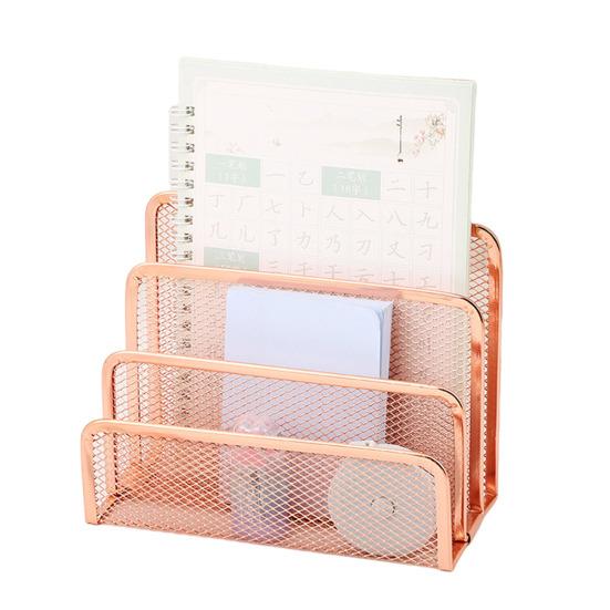 Desk Mail Organizer Metal Mesh Letter Sorter File Organizer with 3 Vertical Upright Compartments for Office Workspace Supplies