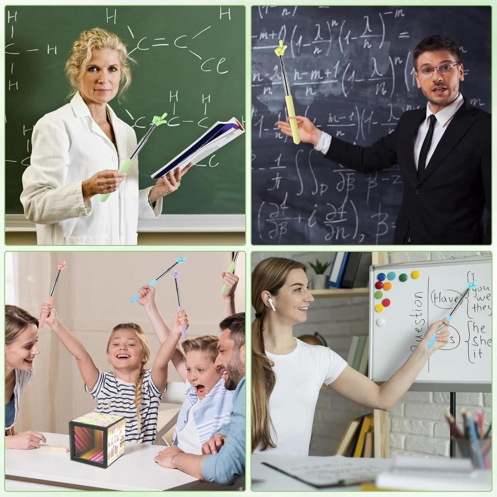 Azureal Set mit 6 bunten ausziehbaren Fingerzeigern Mini-Einziehbare Zeigestöcke für Präsentationen und Whiteboards Klassenzimmerbedarf