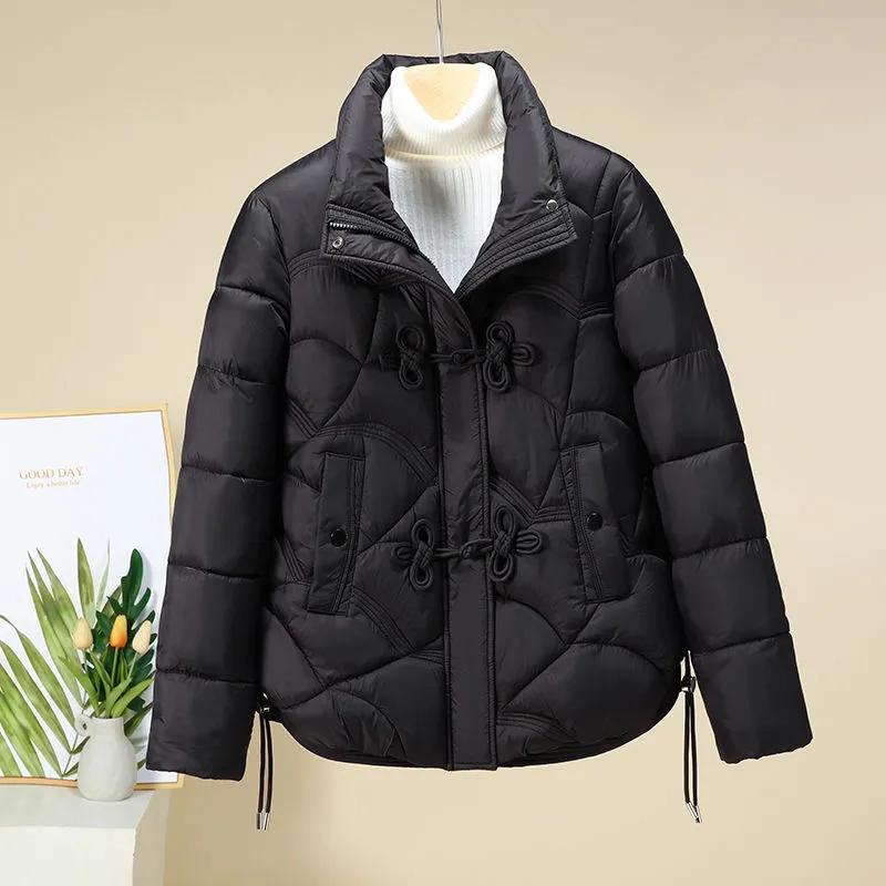 Chinese Disc Buckle Down Padded Jacket, Short Fashion, Warm, Thickened Stand-up Collar Jacket, Winter Padded Jacket
