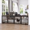 Freestanding Pet Gate 4 Panel Wooden Dog Barrier Folding Safety Fence with Support Feet up to 204cm Long 61cm Tall for Doorway Stairs Brown