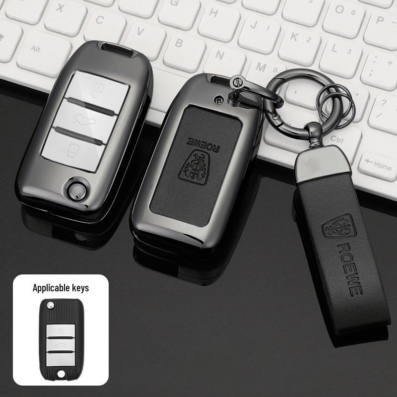 Roewe Car Key Case for 350, 350c, W5, 360, 750 Models - Folding Protective Shell with Buckle for Men and Women