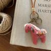 Leather Rope Embroidered Horse Keychain Stuffed Animal Horse Year Key Chain  Backpack Decoration