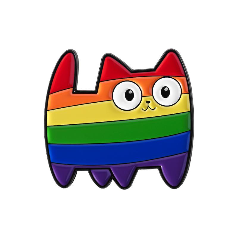 Rainbow Cat Enamel Pins Custom LGBT Pride Flag Brooches Lapel Badges Clothes Animal Jewelry Gift for Friends
