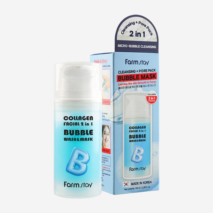 Collagen Facial 2 In 1 Bubble Wash & Mask 100ml/3.38fl.oz. AUTHENTIC STORE