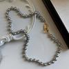 High Grade Gray Imitation Pearl Beaded Chain Bead Necklace For Women's 2026 Fashion Jewelry Set Luxurious Accessories for Girls