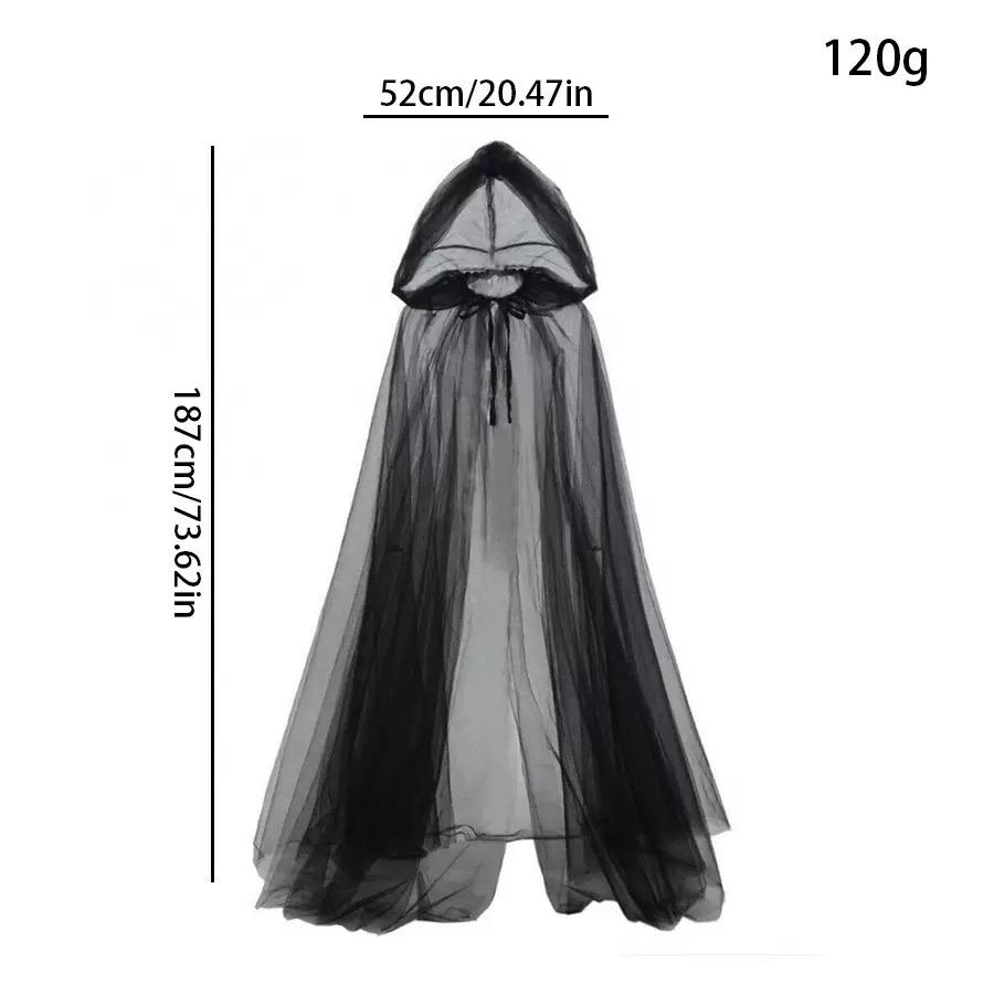 Halloween Instagram Style Hooded Mesh Witch, Grim Reaper Cloak, Vampire Cloak, Halloween Cosplay Costume Props