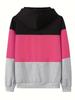 Spring 2025 European & American Colorblock Hooded Printed Long Sleeve Casual Set