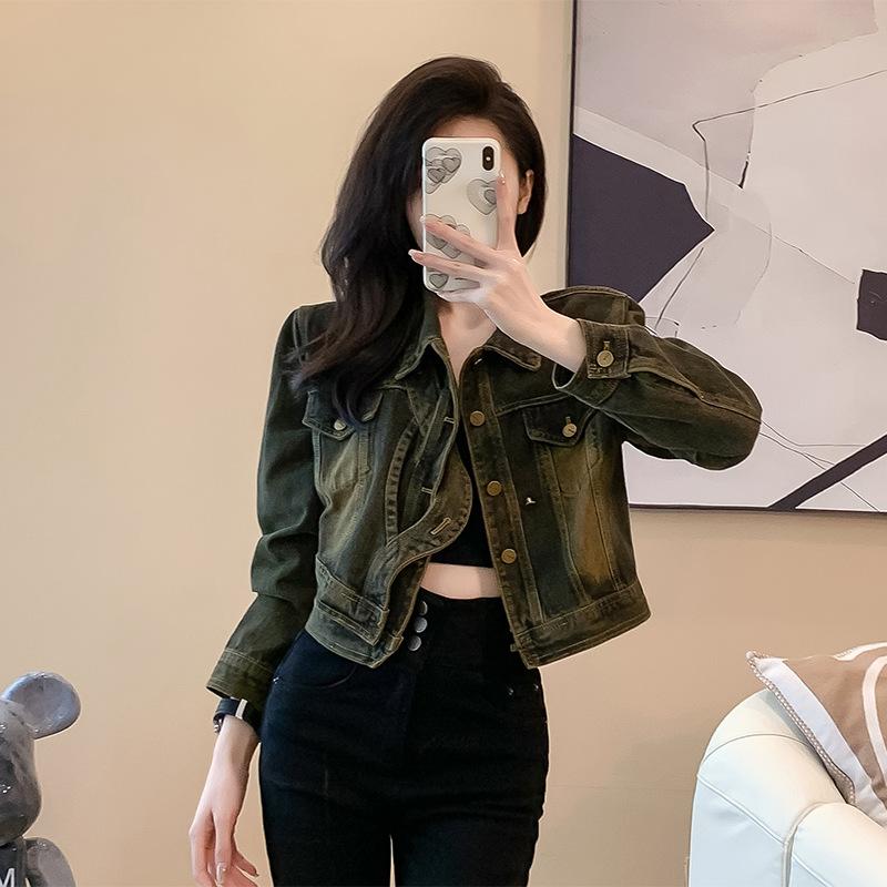 Jachetă nouă de toamnă casual din denim skinny scurtă pentru femei